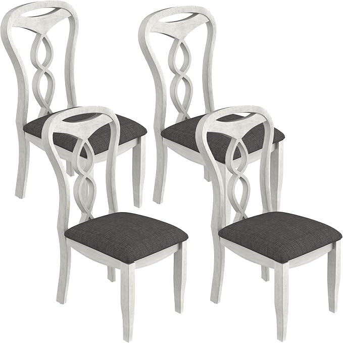 Solid Wood Dining Chair Set of 4, Kitchen Dining Room Chair by Peatuk