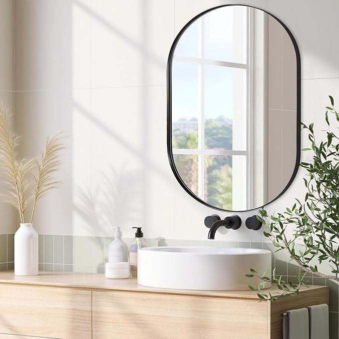 ANDY STAR Large Oval Black Bathroom Vanity Mirror, 30x40 Inch, Stainless Steel by ANDYSTAR