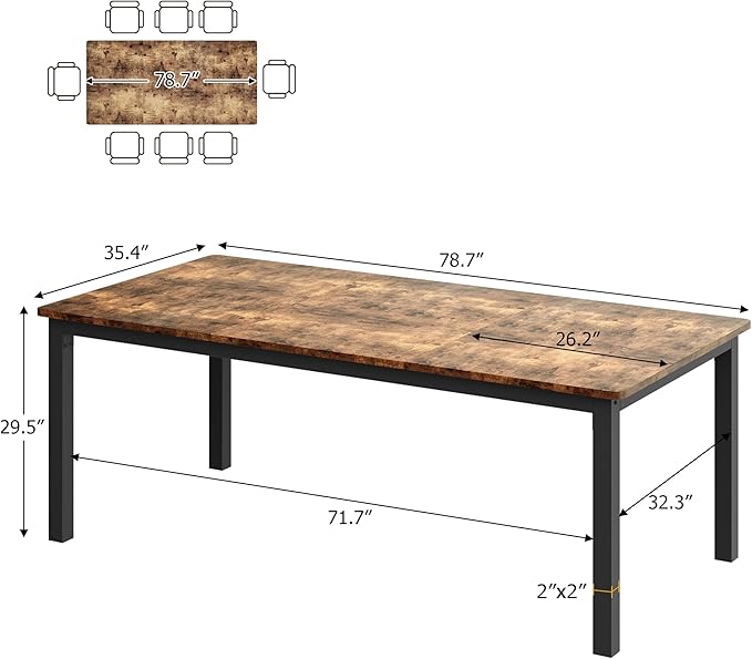GarveeHome 70.8in Industrial Dining Table - Image 2