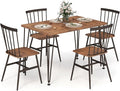 Tangkula Dining Table Set for 4, Kitchen Table and Chairs Set of 4 w/Metal Frame by TANGKULA