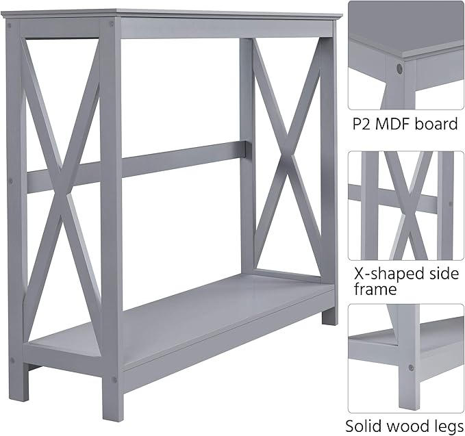 Yaheetech Console Table for Entryway, 2 Tier Narrow Sofa Table Bookshelf Accent - Image 5