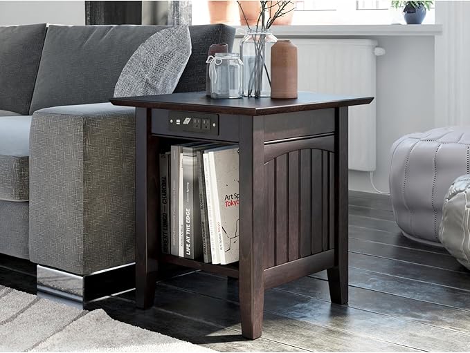 AFI Nantucket End Table with Built-in Charger in Espresso - Image 2
