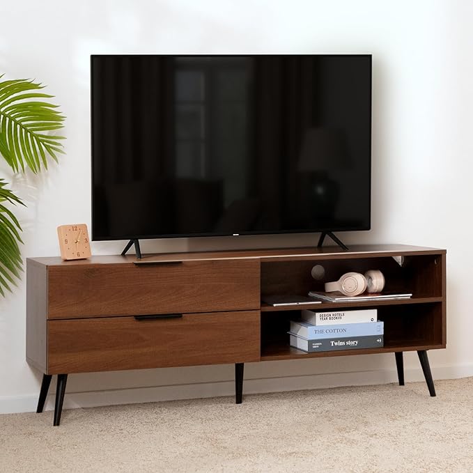 HollyHOME Wood TV Stand for TVs up to 65", Mid Century TV Stand - Image 9