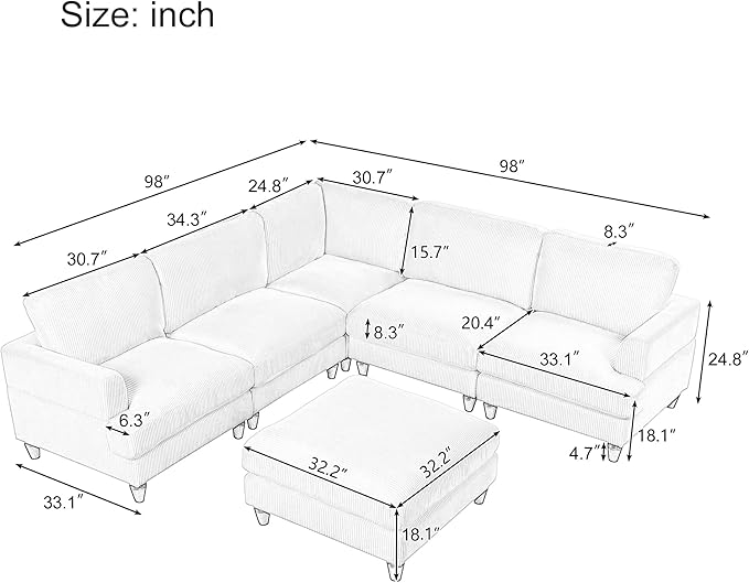 Eafurn Free Combination Symmetrical Modular Sectional Sofa - Image 2