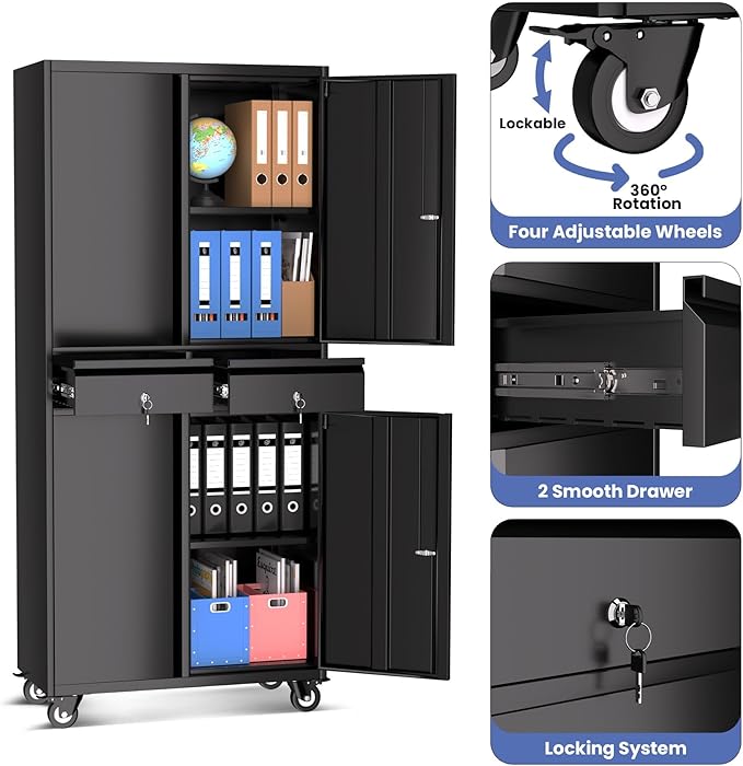 Garvee Metal Storage Cabinet, 73 Inch Garage Storage - Image 4