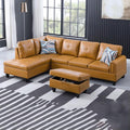 Ginger L-Shaped 3-Piece Faux Leather Sofa by Unknown