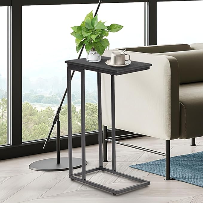 C-Shaped End Table, TV Tray Set of 2, Couch Side Laptop Desk, - Image 7