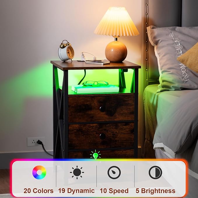 AMHANCIBLE Night Stand Set 2, LED Nightstand - Image 7