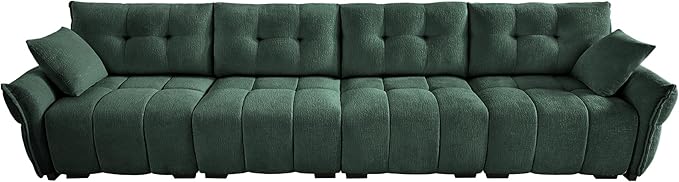 Modern Chenille Fabric 4-Seat Sofa w/ 2 Pillows, Premium Upholstery Living Room - Image 3