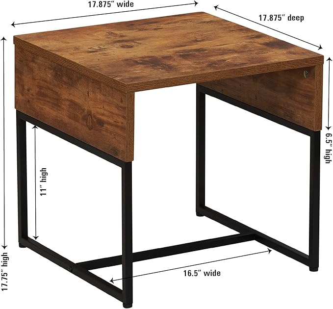 Household Essentials Wrap Square Side End Table Rustic Hickory Wood Grain and - Image 3