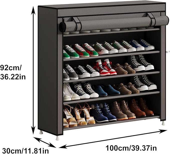Calmootey 5 Tier Shoe Rack Organizer to Hold 25 Pairs, Portable Shoe Shelf - Image 3