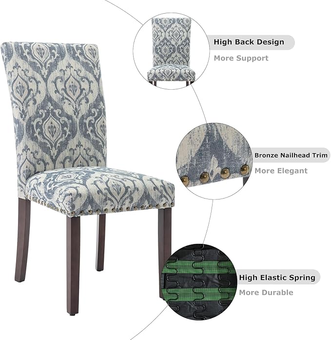 COLAMY Upholstered Parsons Dining Chairs Set of 6, Fabric Dining Room Kitchen - Image 6