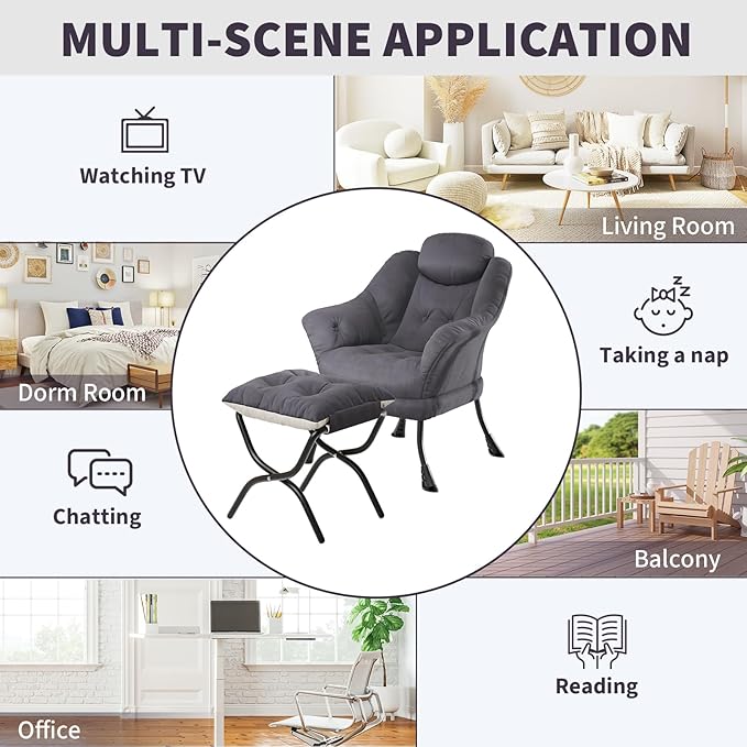 IDEALHOUSE Lazy Chair with Ottoman - Image 6