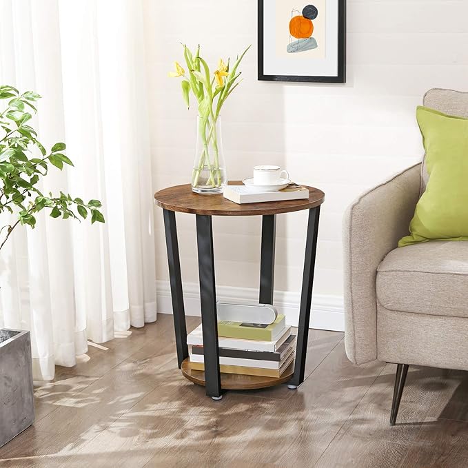 VASAGLE End Table, Round Side Table - Image 2