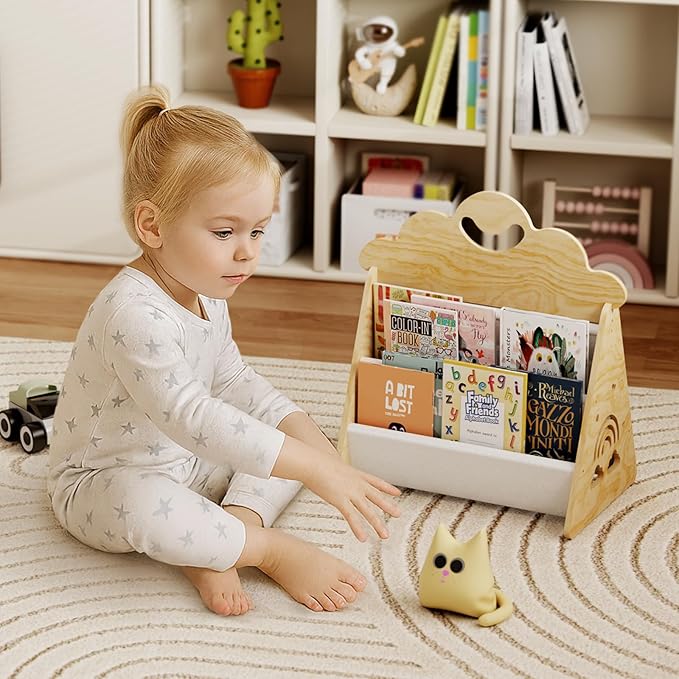 Wood Kids Bookshelf, Montessori Bookshelf, Suitable Kids Rooms, Nursery & - Image 5