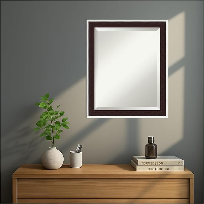 Amanti Art Wall Mirror 23x19 Maya Espresso Silver Rectangle Bathroom Mirror - Image 7