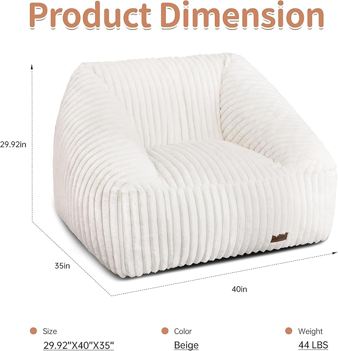 HABUTWAY Bean Bag Chair, Giant Bean Bag Chairs - Image 2