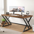 LVB Rustic Computer Desk, Metal Wood Home Office Desk, Industrial Simple Study by LVB