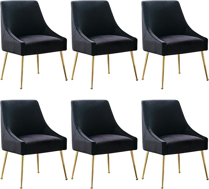 Modern Velvet Dining Chairs Set of 6, Contemporary Upholstered Furniture by HOLILA