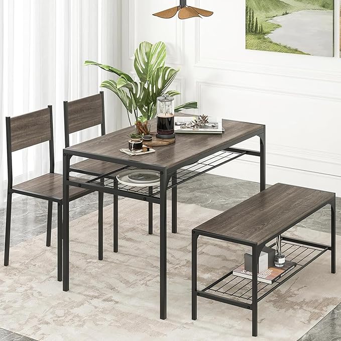 Tangkula Dining Table Set for 4, Kitchen Table and 2 Chairs for 4 - Image 2