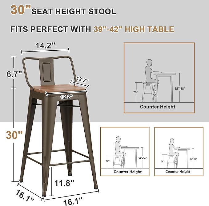 30 Inch Swivel Bar Stools Set of 4 - Image 3