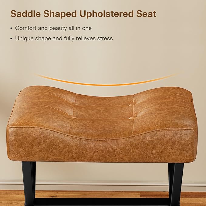 18-Inch Large Leather Vanity Stool, Vanity Chair - Image 4