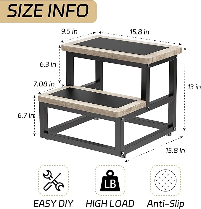 Step Stool, Wood and Metal Step - Image 3