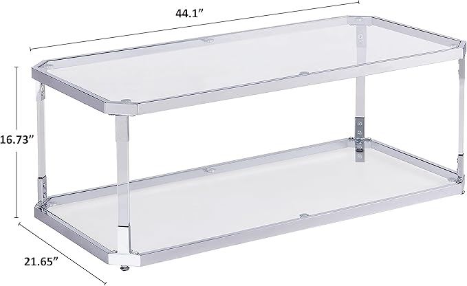 Glass Top Coffee Table, Sliver Rectangle Coffee Table Glass Top - Image 2