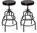 LOKKHAN Vintage Industrial Bar Stool-Rustic Swivel Bar Stool-Round Walnut Wood by LOKKHAN