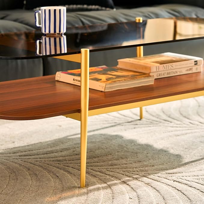 AGV LIGHTING Tadio Large Glass Coffee Table, Mid-Century Modern Coffee Table - Image 7