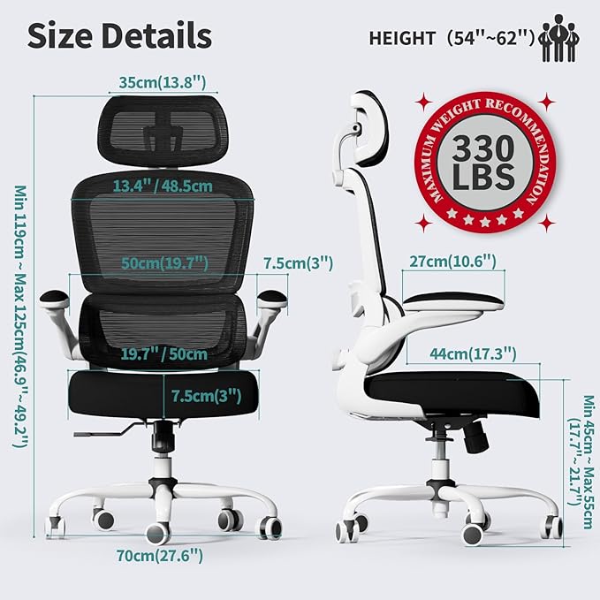 TRALT Office Chair Ergonomic Desk Chair, 330 LBS Home Mesh Office Desk Chairs - Image 2