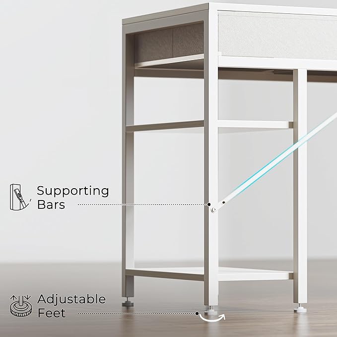 Huuger Computer Desk with 6 Drawers, 54 Inch Office Desk with Shelves, - Image 9