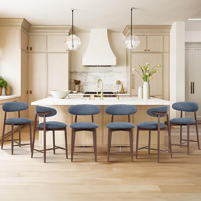 COLAMY Bar Stools Set of 6, Counter Height Bar Stools, Upholstered Counter - Image 3