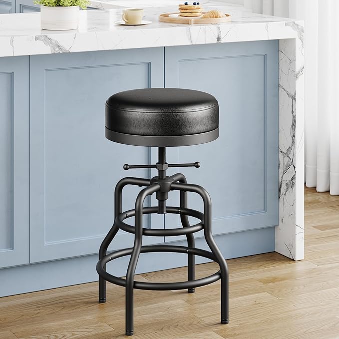 Adjustable Height Swivel Bar Stool, 22-29 Inch Industrial Vintage Bar Counter by Raynesys