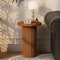 Round Wood Side Table, Fluted Accent Table, Small End Table by JOLLYMER