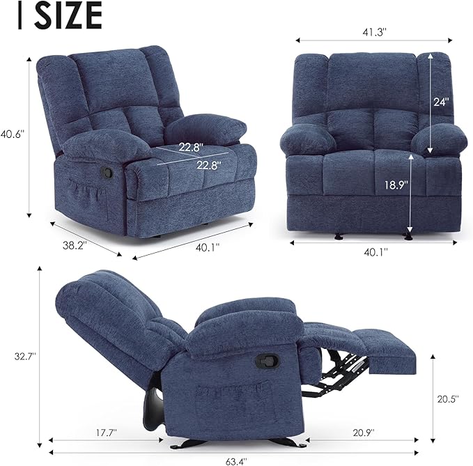 Oversized Rocker Recliner Chair, Wide Rocker Chair - Image 3
