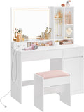 VASAGLE Vanity Desk with Mirror and Lights, Power Outlets, Vanity Table Set by VASAGLEbySONGMICSHOME