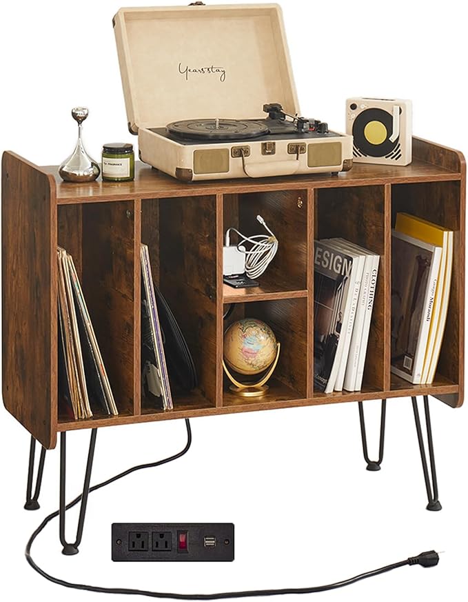 Large Brown Record Player Stand by Leesingdo