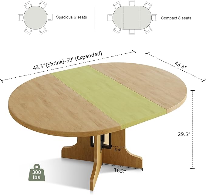 Feonase 59" Round Extendable Dining Room Table - Image 2