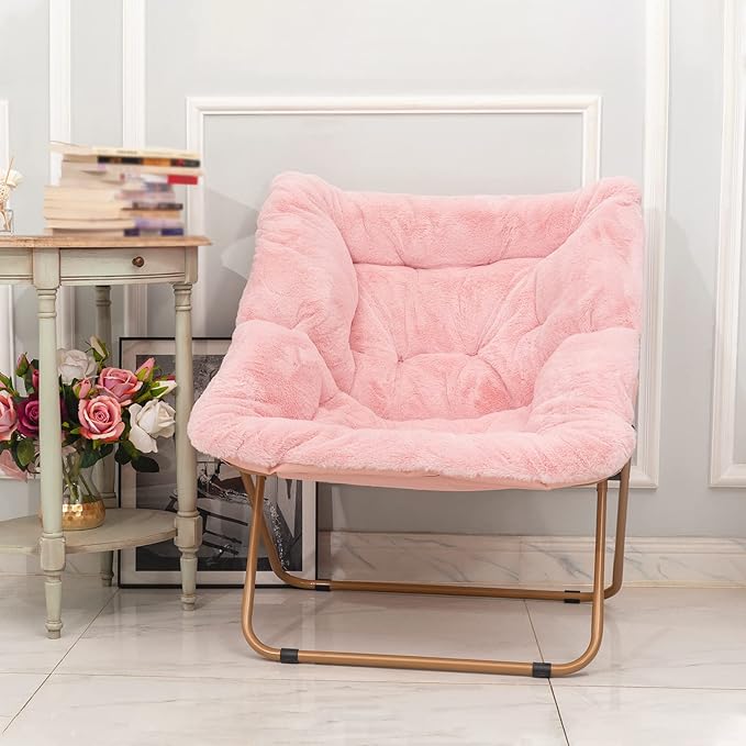 Tiita Comfy Folded Chair, Soft Faux Fur Oversized Folding Accent Chair - Image 9