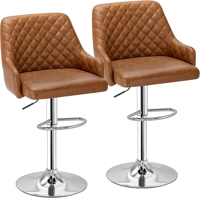 VECELO Adjustable Bar Stools Set of 2, Bar Height Stools by VECELO