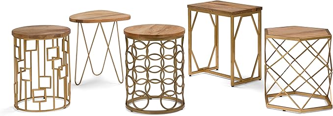 SIMPLIHOME Selma Contemporary 20 Inch Wide Metal and Wood Accent Side Table in - Image 9