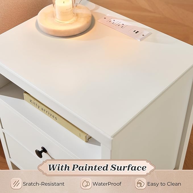 Huuger Nightstand with Charging Station, Bed Side Table - Image 7