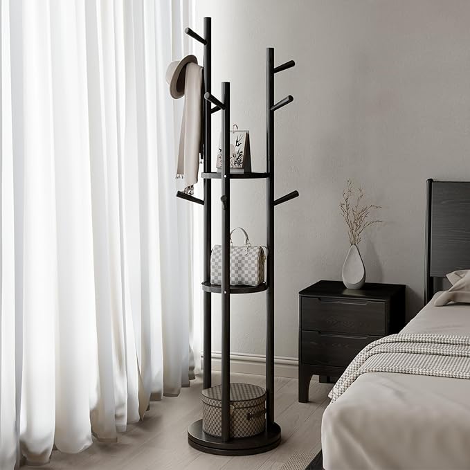 Solid Wood Rotary Coat Rack, Freestanding Coat Rack - Image 2