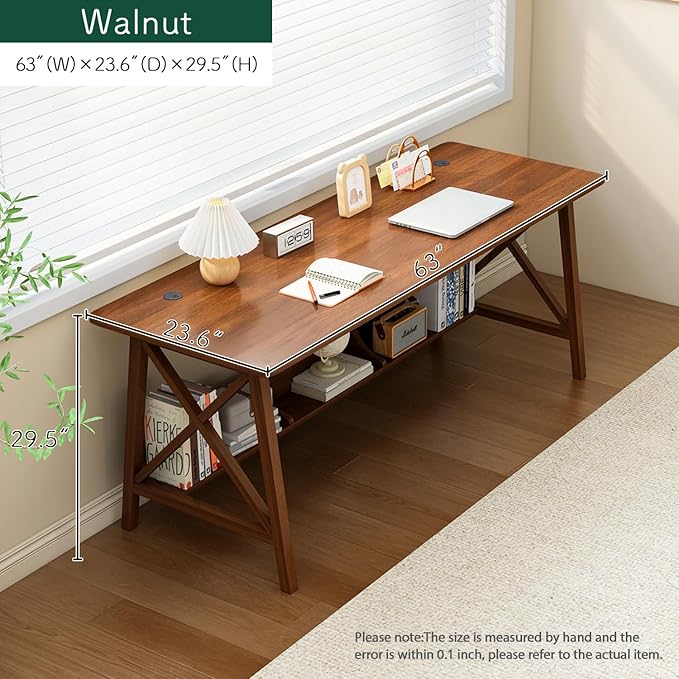 Extra Long Desk with Bookshelf - Image 5