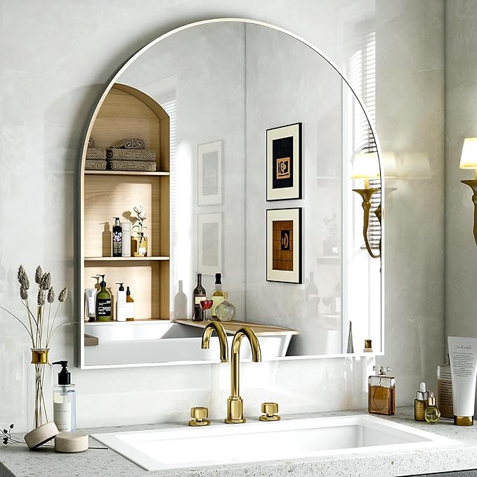 Arched Bathroom Mirror, 32x34 Inch - Image 2