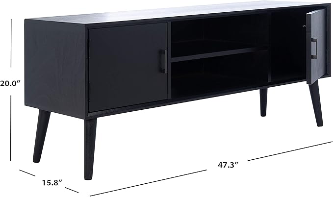 SAFAVIEH Sorrel TV Stand for up to 55" Flatscreen – Black, 2 Doors - Image 2