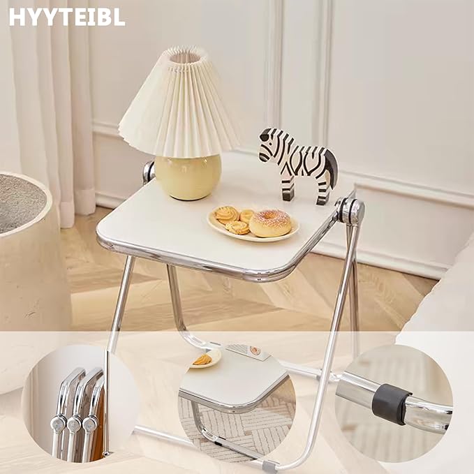 16.2" × 14.1" Acrylic Folding Table, Small Lightweight End Table - Image 4