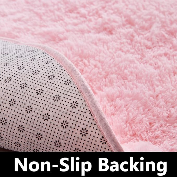 FJZFING Pink Round Rug Ultra-Soft Plush Modern 6x6 Circle Area Rug - Image 5