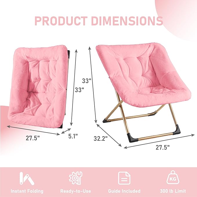 Comfy Oversized Saucer Chair, Soft Faux Fur Reading Lounge Chair - Image 3